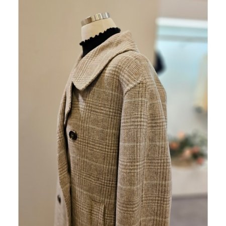 카라 더블 체크 코트