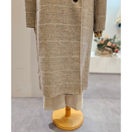 카라 더블 체크 코트