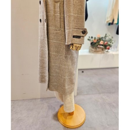 카라 더블 체크 코트