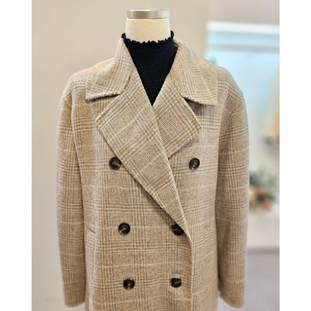 더블 롱 체크겨울 코트