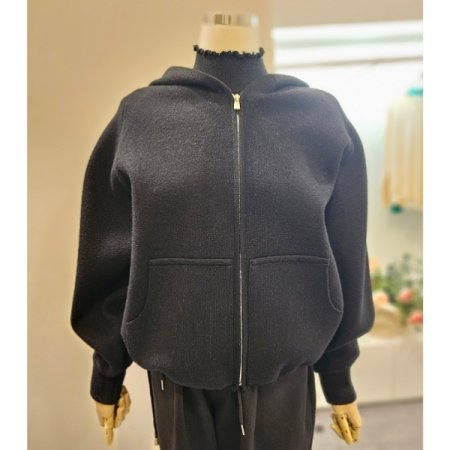 후드블루종가디건