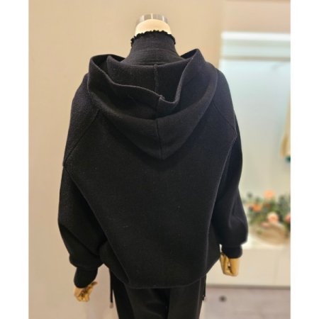 후드블루종가디건