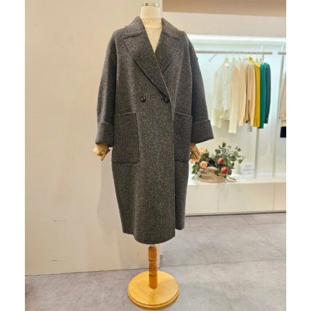 알파카헤링본볼륨코트