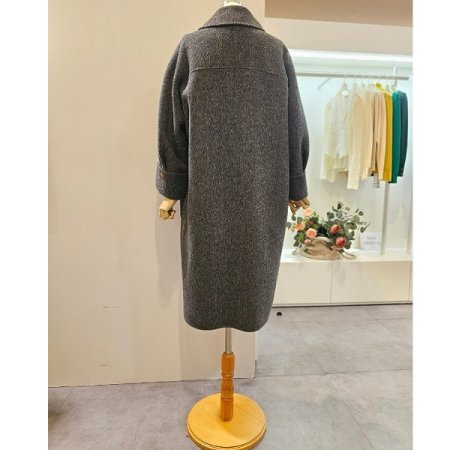 알파카헤링본볼륨코트