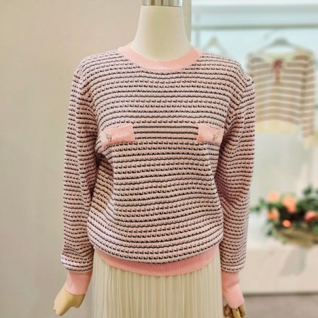 프링트트위드라운드니트