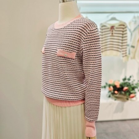 프링트트위드라운드니트