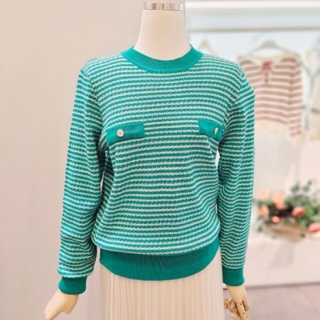 프링트트위드라운드니트