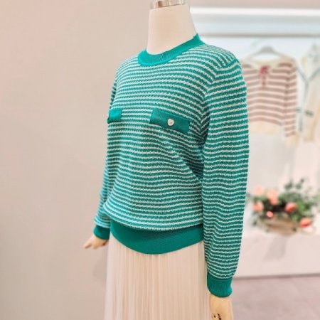 프링트트위드라운드니트