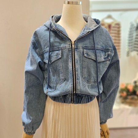 후드숏데님자켓