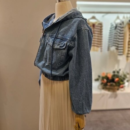 후드숏데님자켓