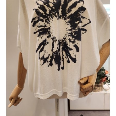 블랙 플라워 루즈핏 티셔츠