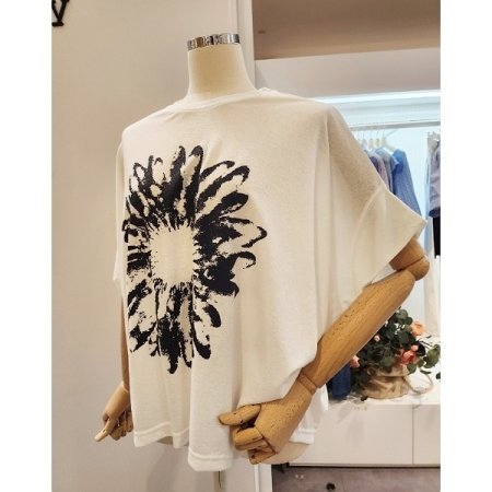 블랙 플라워 루즈핏 티셔츠