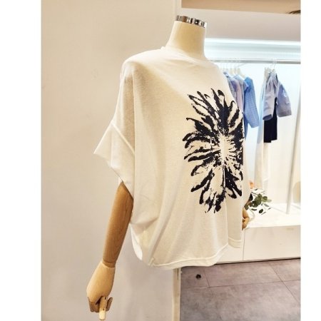 블랙 플라워 루즈핏 티셔츠