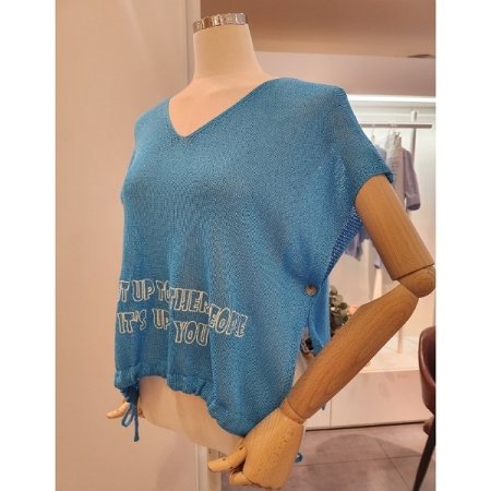 레터링 옆 트임 스트링 조끼