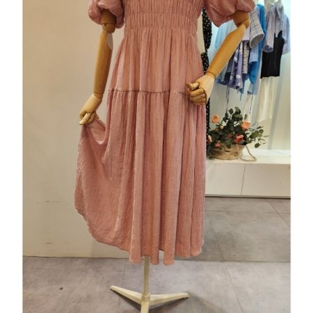 라운드넥 셔링 원피스