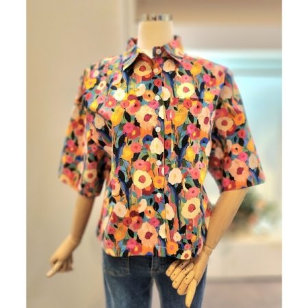 컬러풀 플라워 카라 셔츠