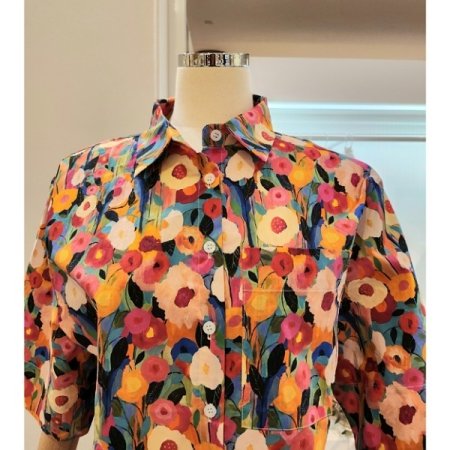 컬러풀 플라워 카라 셔츠