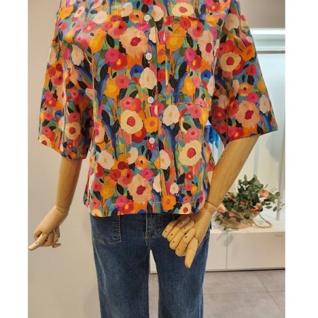 컬러풀 플라워 카라 셔츠