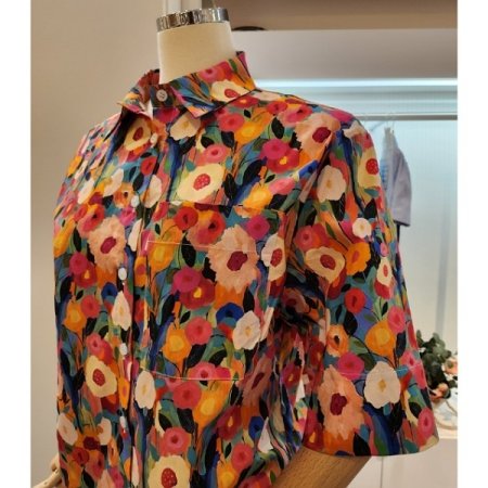 컬러풀 플라워 카라 셔츠