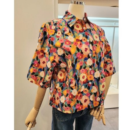 컬러풀 플라워 카라 셔츠