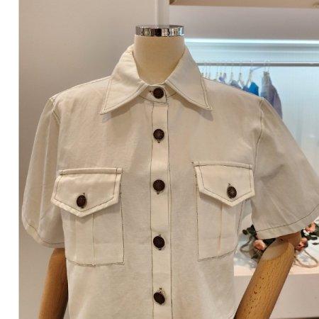 스티치 양포켓 크롭 자켓