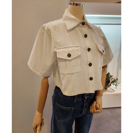 스티치 양포켓 크롭 자켓