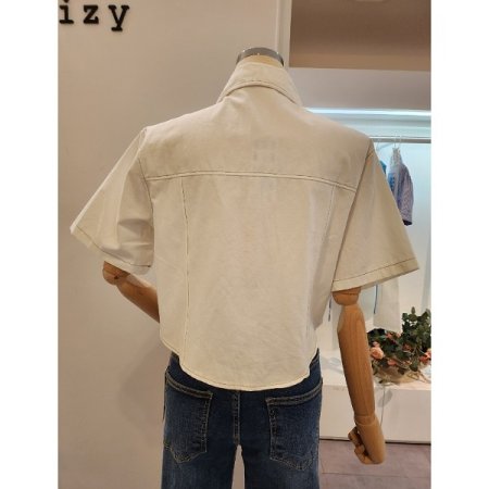 스티치 양포켓 크롭 자켓