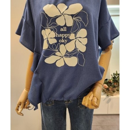 프릴 밑 스트링 티셔츠