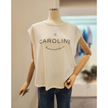 레터링 캡소매 루즈핏 티셔츠