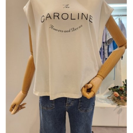 레터링 캡소매 루즈핏 티셔츠