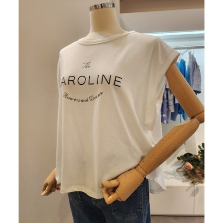 레터링 캡소매 루즈핏 티셔츠