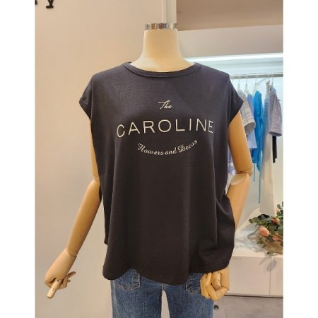 레터링 캡소매 루즈핏 티셔츠