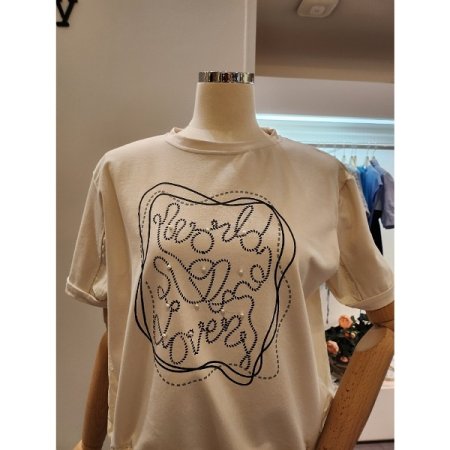 진주 프린팅 스트링 티셔츠