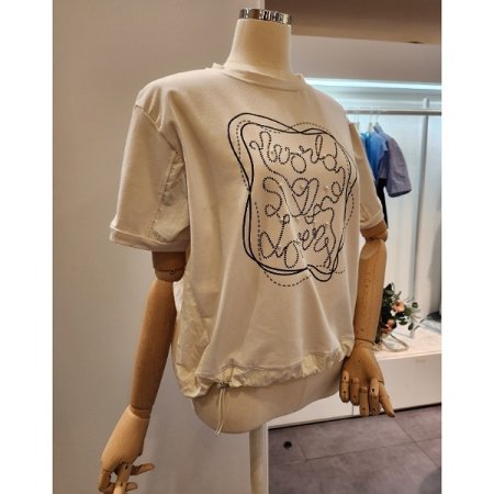 진주 프린팅 스트링 티셔츠