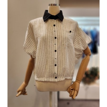 카라 배색 스트라이프 셔츠