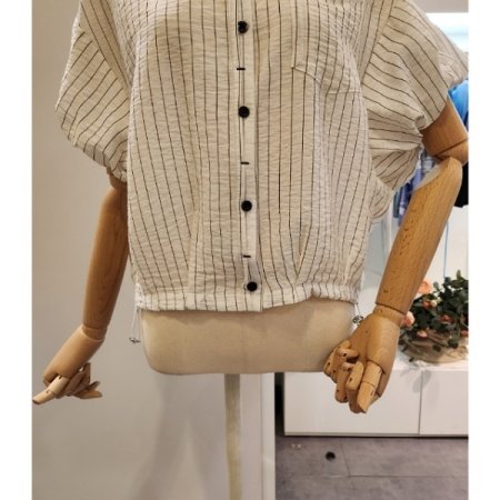 카라 배색 스트라이프 셔츠