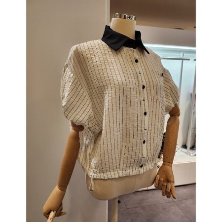 카라 배색 스트라이프 셔츠