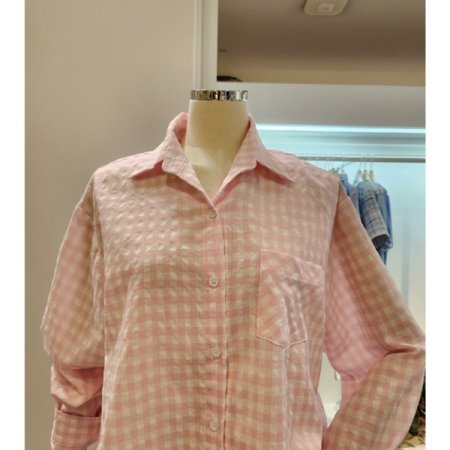 앞포켓 체크 카라 셔츠