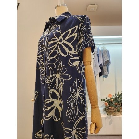 플라워 패턴 셔츠형 원피스