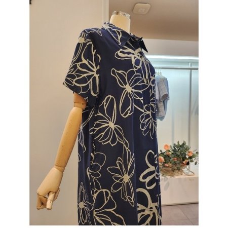 플라워 패턴 셔츠형 원피스