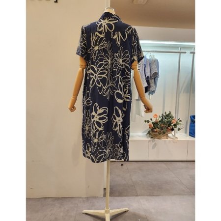 플라워 패턴 셔츠형 원피스