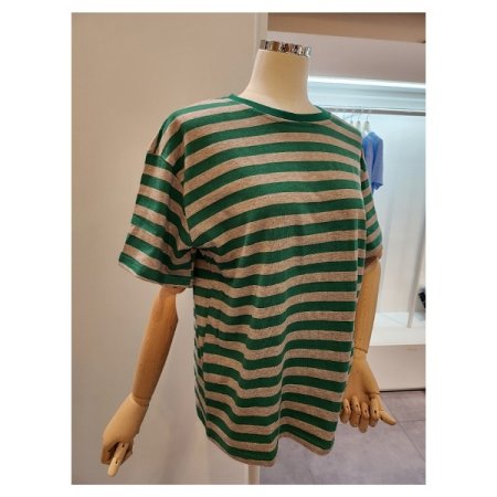 라운드넥 줄무늬 반팔 티셔츠