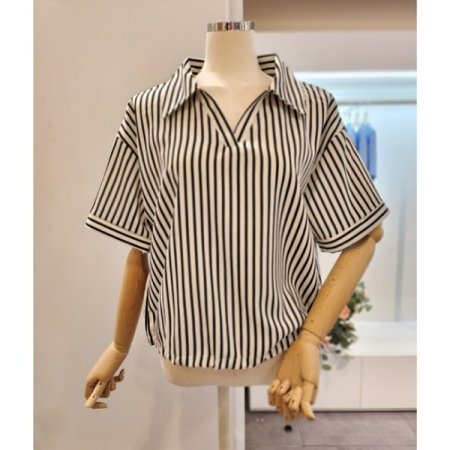 카라 스트라이프 셔츠