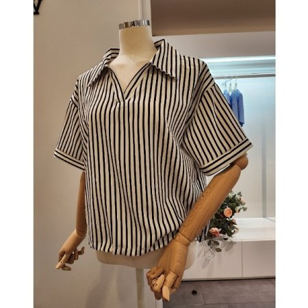 카라 스트라이프 셔츠