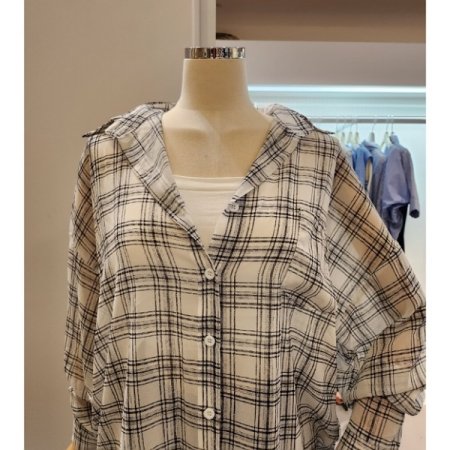 체크 카라 루즈핏 셔츠