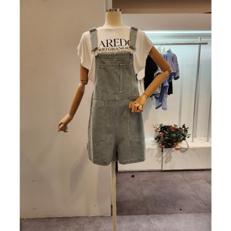 앞 포켓 데님 점프슈트