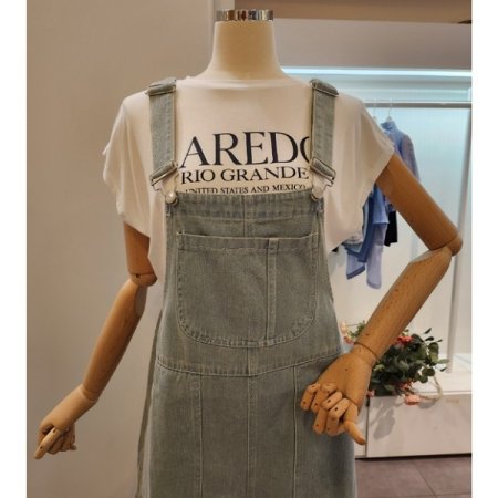 앞 포켓 데님 점프슈트