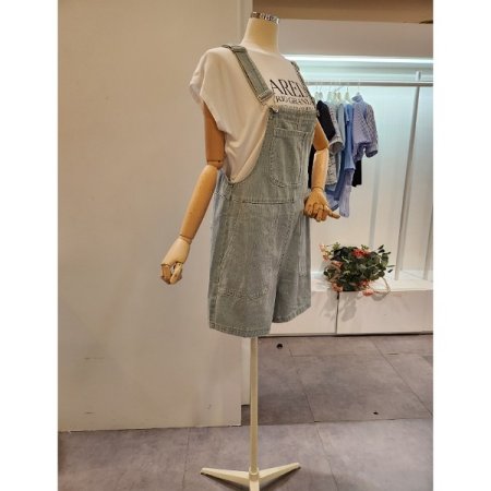 앞 포켓 데님 점프슈트