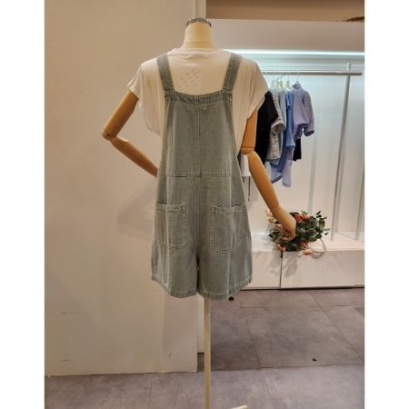 앞 포켓 데님 점프슈트