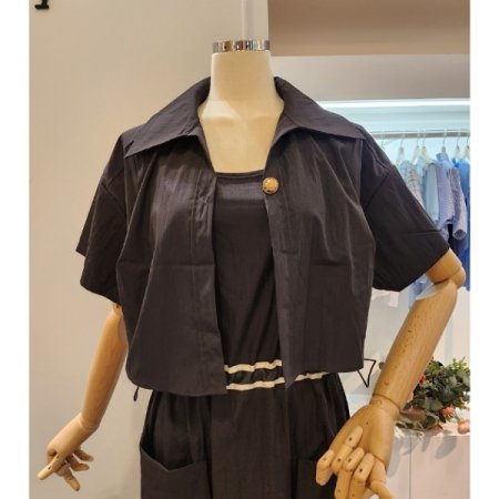 스트링 끈 원피스 자켓 세트